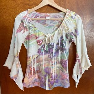 Y2K Kona Butterfly Tattoo Print Top